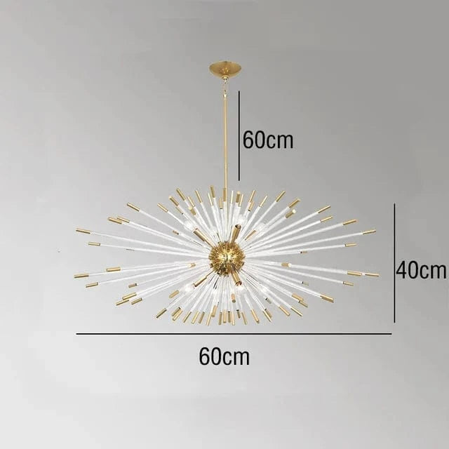 Lustre de Luxe Nouveau : Design Cristal Pissenlit LED Suspendu | Marco Lucetti L60xL40cm / Intensité variable / Lumière froide 6000K