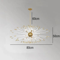 Lustre de Luxe Nouveau : Design Cristal Pissenlit LED Suspendu | Marco Lucetti L80XW50cm / Intensité variable / Lumière froide 6000K
