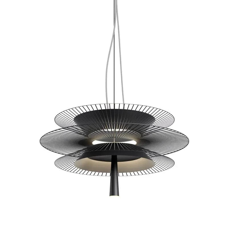Lustre de Luxe Sandyha LED en Métal - Lampe Suspendue Décorative | Marco Lucetti D48cm - Noir / Lumière chaude