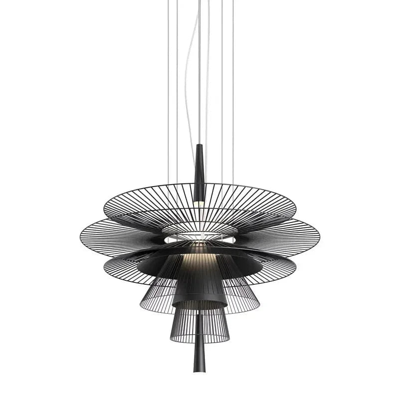 Lustre de Luxe Sandyha LED en Métal - Lampe Suspendue Décorative | Marco Lucetti D68cm - Noir / Lumière chaude