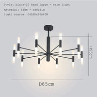 Lustre de luxe suspendu : design moderne et artistique | Marco Lucetti Noir 20 têtes grandes / Blanc chaud