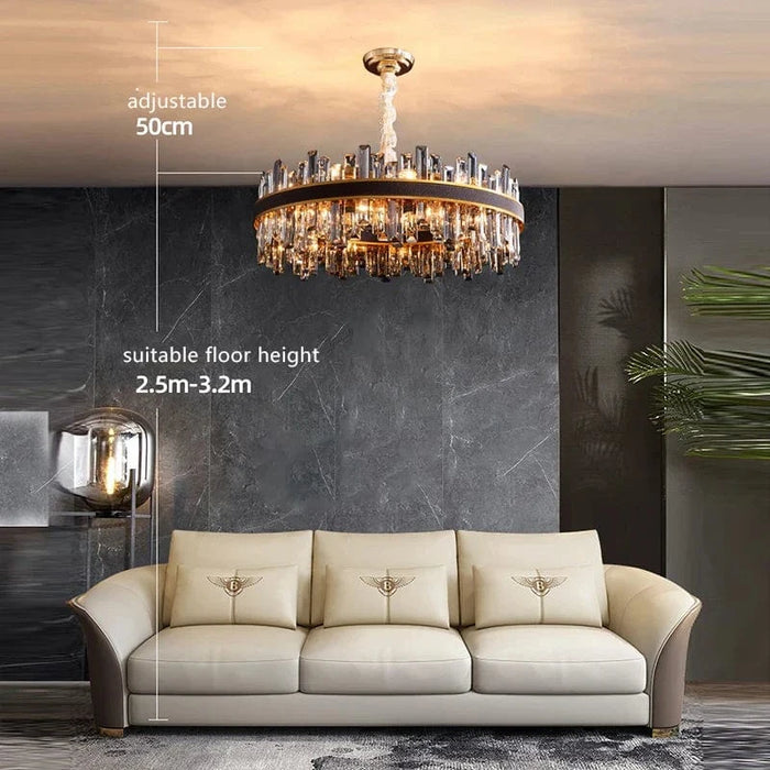 Lustre de Luxe Vintage Design 2024 - LED Cuir Cristal Élégant | Marco Lucetti