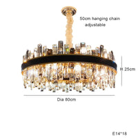 Lustre de Luxe Vintage Design 2024 - LED Cuir Cristal Élégant | Marco Lucetti Diamètre 80 cm / Argent / Dimmable