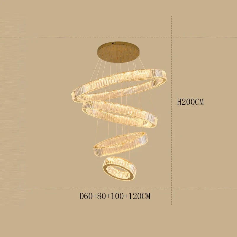 Lustre de Maison Moderne en Cristal de Luxe | Marco Lucetti 60 80 100 120CM / Gradation à distance RC