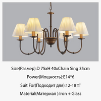 Lustre de style européen et américain en fer forgé pour salon ou salle à manger