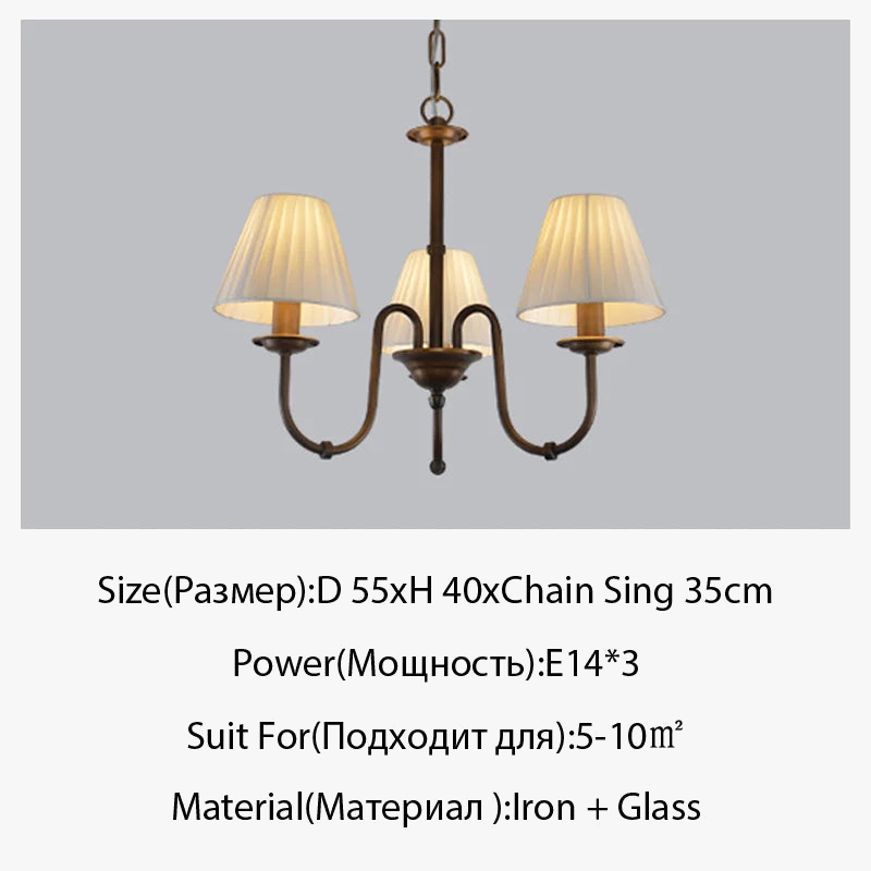 Lustre de style européen et américain en fer forgé pour salon ou salle à manger