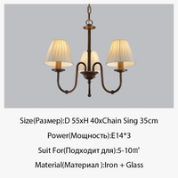 Lustre de style européen et américain en fer forgé pour salon ou salle à manger