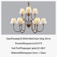 Lustre de style européen et américain en fer forgé pour salon ou salle à manger