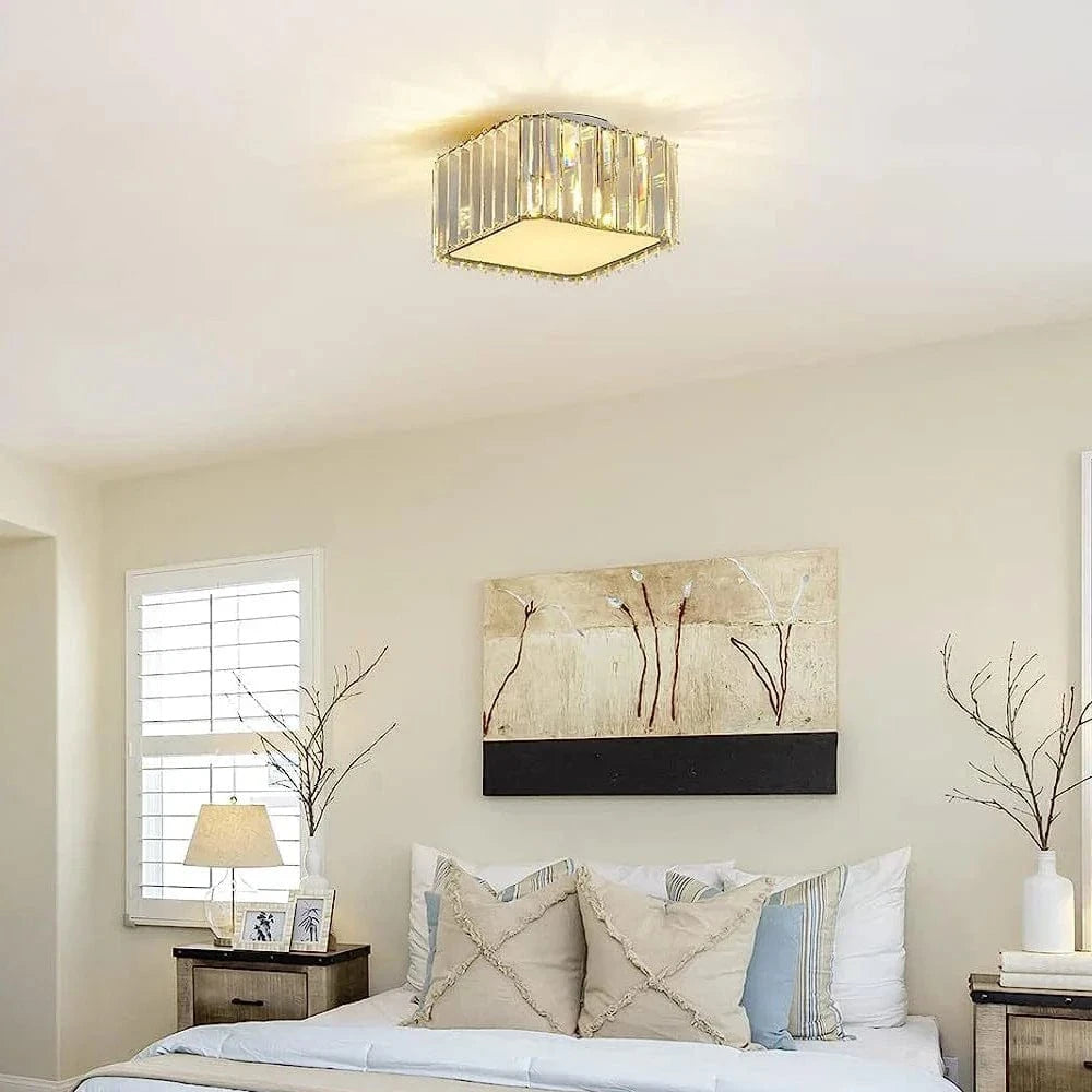 Lustre de plafond en cristal carré moderne et luxueux pour salon et chambre | Marco Lucetti