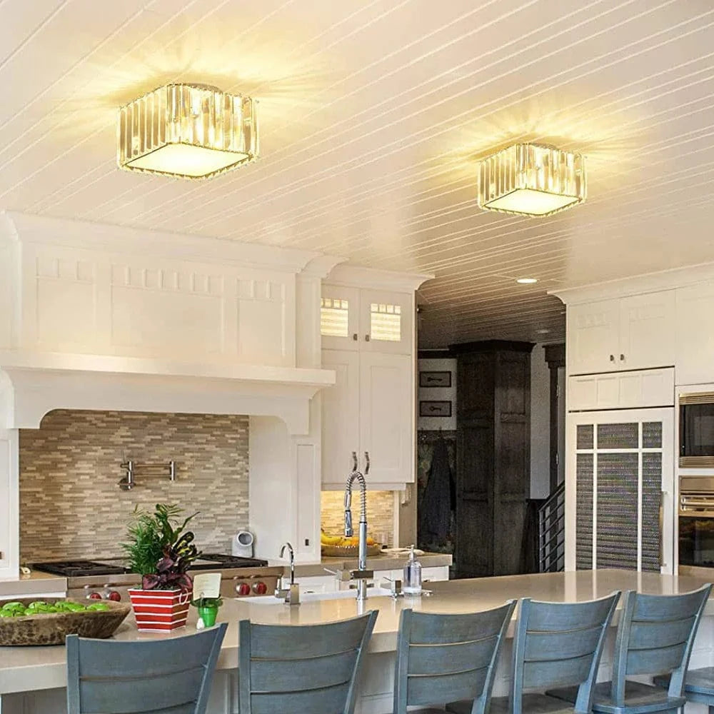 Lustre de plafond en cristal carré moderne et luxueux pour salon et chambre | Marco Lucetti