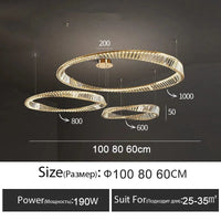 Lustre de plafond en cristal LED nordique de luxe pour salon et salle à manger | Marco Lucetti D100 80 60cm 3 anneaux C / Lumière chaude