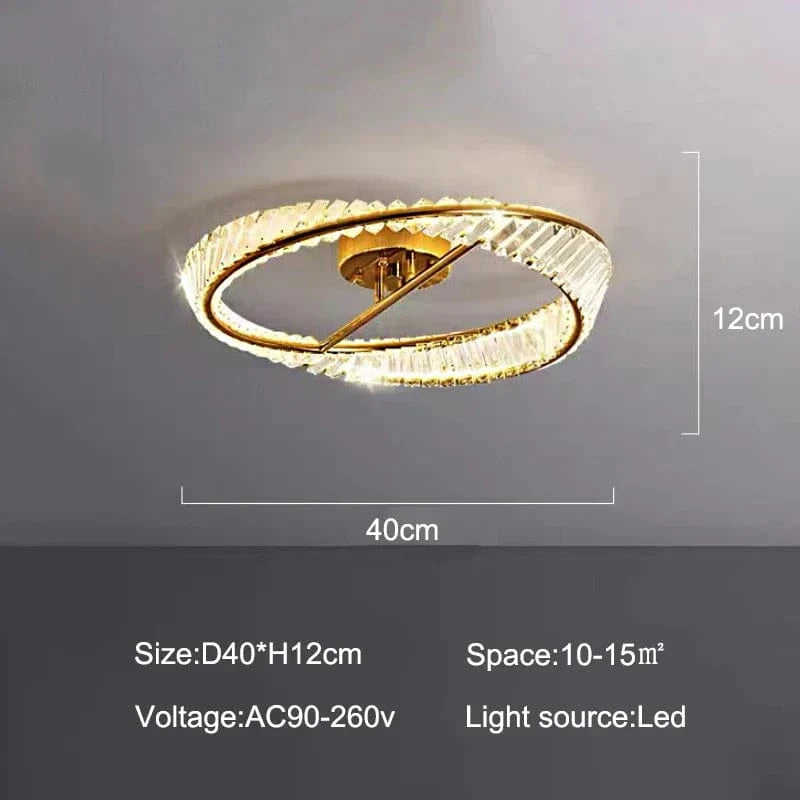 Lustre de plafond en cristal LED nordique de luxe pour salon et salle à manger | Marco Lucetti D40cm / Lumière chaude