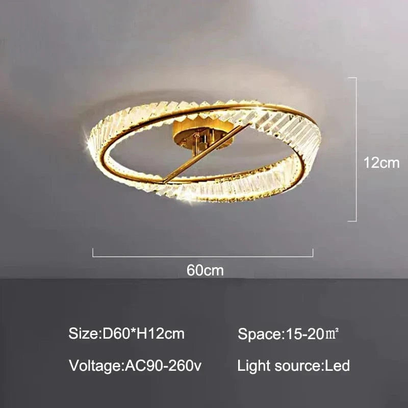 Lustre de plafond en cristal LED nordique de luxe pour salon et salle à manger | Marco Lucetti D60cm / Lumière blanche