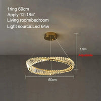 Lustre de plafond en cristal LED nordique de luxe pour salon et salle à manger | Marco Lucetti D60cmB / Lumière blanche