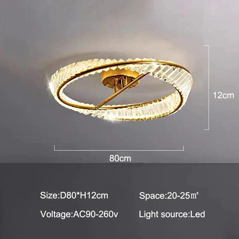 Lustre de plafond en cristal LED nordique de luxe pour salon et salle à manger | Marco Lucetti D80cm / Lumière blanche