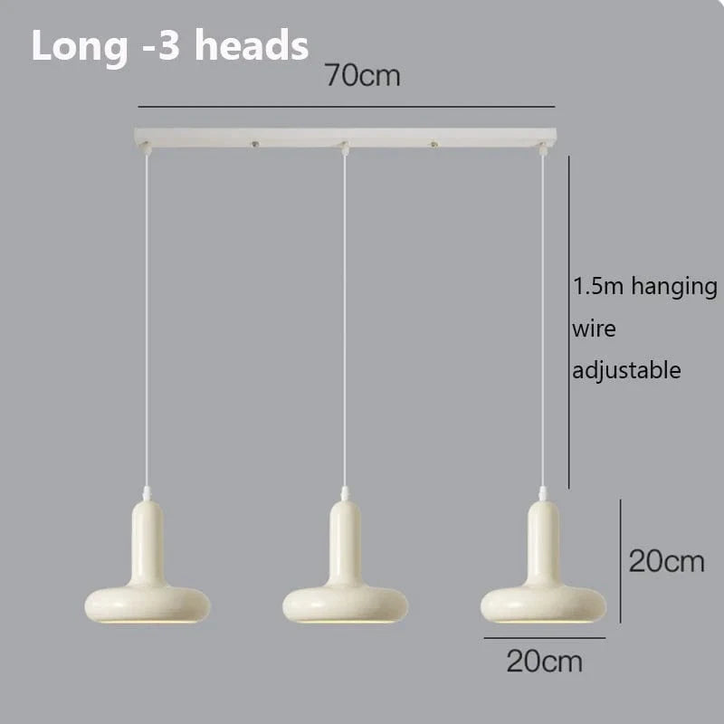 Lustre de Plafond Nordique Bauhaus Rétro Blanc - Design Médiéval - Salle À Manger - Chambre Chevet | Marco Lucetti Longue - 3 têtes / Blanc froid