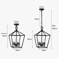 Lustre de ferme américaine minimaliste rétro pour cuisine, couloir ou chambre à coucher - Lumière noire.