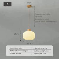 Lustre de Restaurant Nordique en Bois et Verre Blanc à Rayures pour Salle à Manger | Marco Lucetti StyleB / Blanc froid