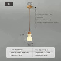 Lustre de Restaurant Nordique en Bois et Verre Blanc à Rayures pour Salle à Manger | Marco Lucetti StyleC / Blanc froid