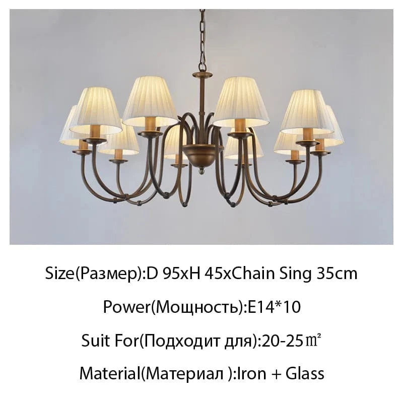 Lustre de style européen et américain en fer forgé pour salon ou salle à manger | Marco Lucetti 10 têtes / Blanc chaud