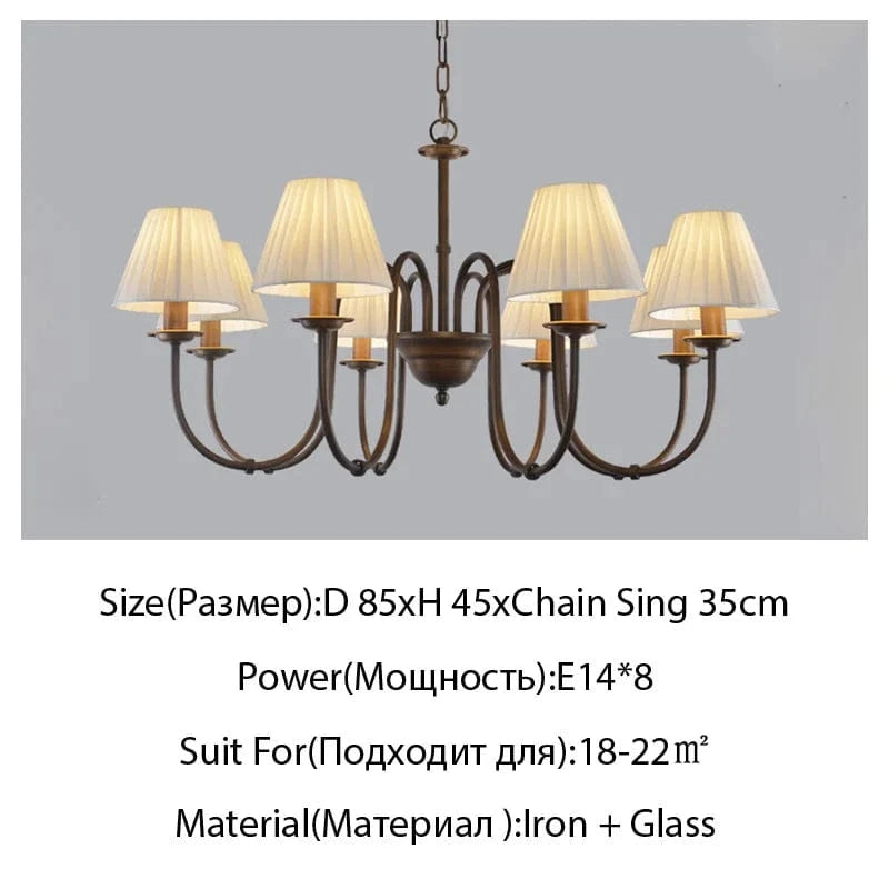 Lustre de style européen et américain en fer forgé pour salon ou salle à manger | Marco Lucetti 8 têtes / Changeable