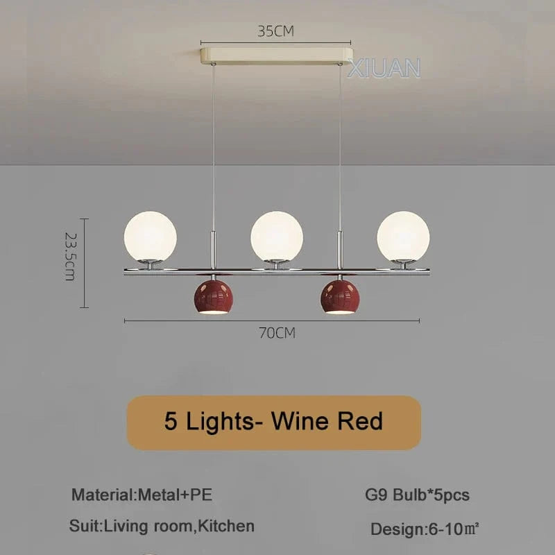 Lustre de Table LED Roundi | Marco Lucetti 5 lumières rouge / Lumière blanche