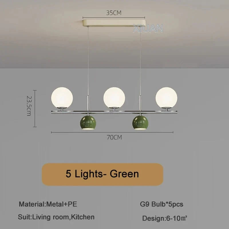 Lustre de Table LED Roundi | Marco Lucetti 5 lumières vertes / Lumière blanche