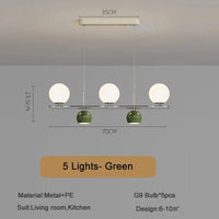 Lustre de Table LED Roundi | Marco Lucetti 5 lumières vertes / Lumière blanche