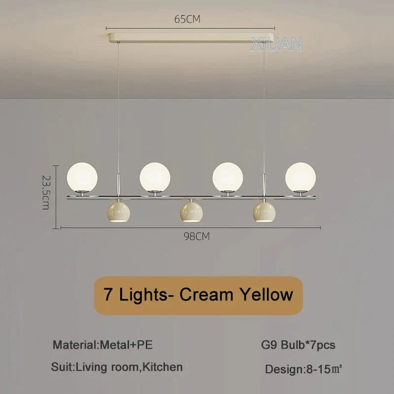 Lustre de Table LED Roundi | Marco Lucetti 7 Jaune Crème Clair / Lumière blanche