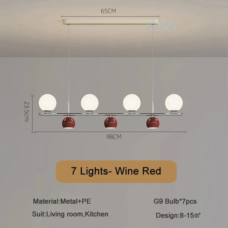 Lustre de Table LED Roundi | Marco Lucetti 7 lumières rouge / Lumière blanche
