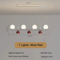 Lustre de Table LED Roundi | Marco Lucetti 7 lumières rouge / Lumière blanche