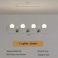 Lustre de Table LED Roundi | Marco Lucetti 7 lumières vertes / Lumière blanche