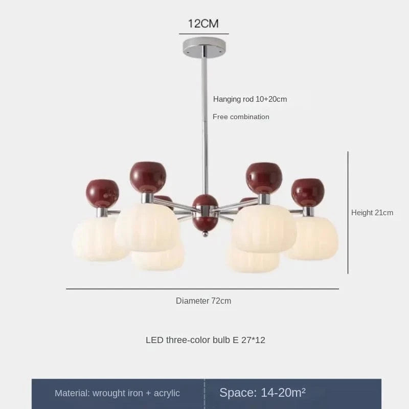 Lustre Décoratif en Acrylique avec Abat-jour Suspendu Créatif - Éclat Design | Marco Lucetti Rouge-12head