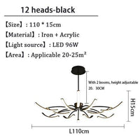 Lustre design à LED Kyio en métal | Marco Lucetti Noir - 12 lampes / Froide