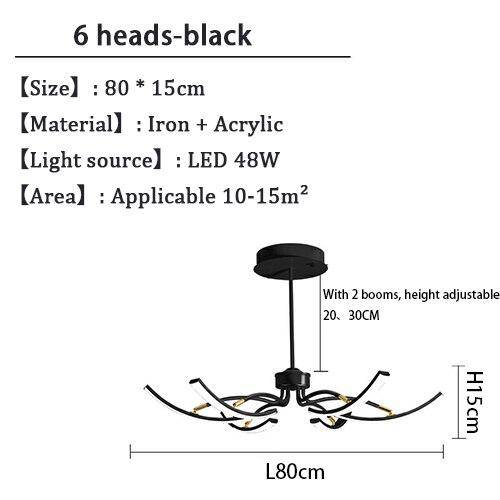 Lustre design à LED Kyio en métal | Marco Lucetti Noir - 6 lampes / Froide