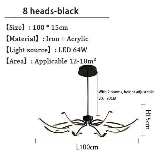 Lustre design à LED Kyio en métal | Marco Lucetti Noir - 8 lampes / Froide