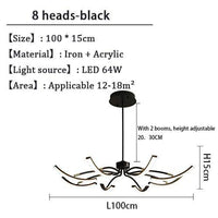 Lustre design à LED Kyio en métal | Marco Lucetti Noir - 8 lampes / Froide