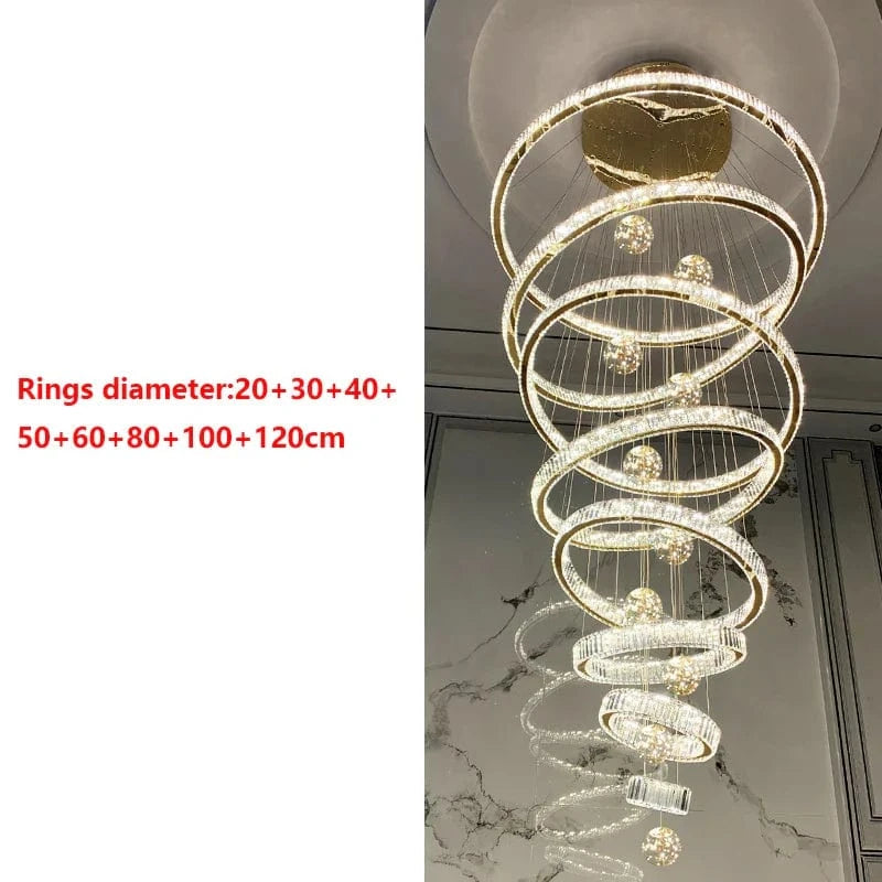 Lustre Design Anneau en Cristal Intelligent pour Décoration Moderne - Éclat Brillant | Marco Lucetti 8 anneaux / Blanc froid