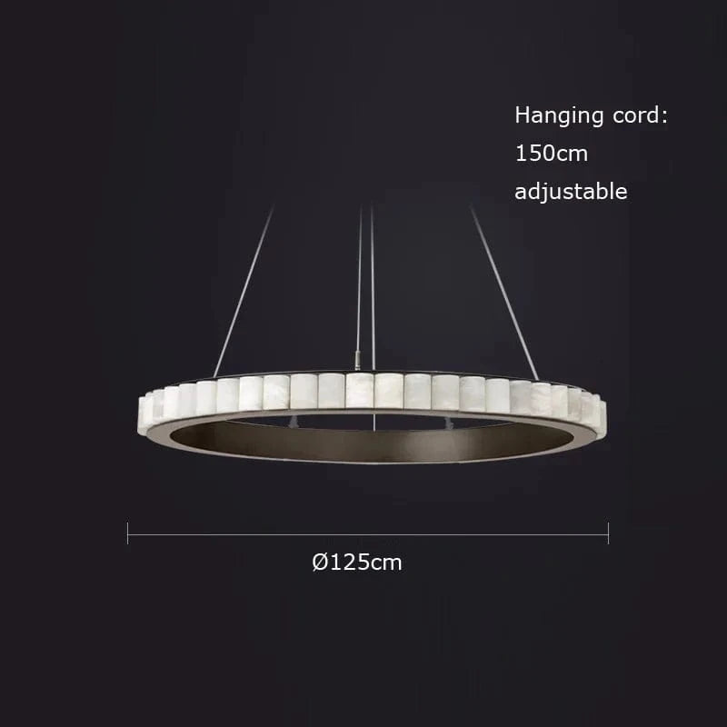 Lustre design Anneaux LED Postmoderne Marbre Or Noir Rond - Salle à Manger | Marco Lucetti 125 cm / Cadre doré / Lumière chaude