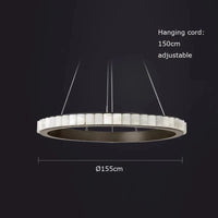 Lustre design Anneaux LED Postmoderne Marbre Or Noir Rond - Salle à Manger | Marco Lucetti 155 cm / Cadre doré / Lumière chaude