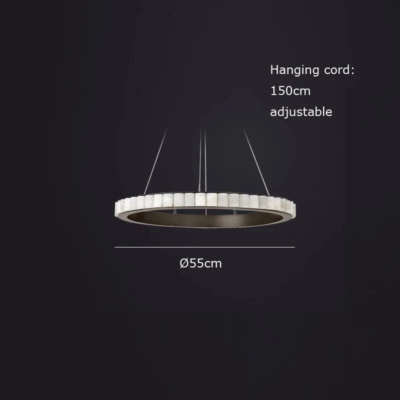 Lustre design Anneaux LED Postmoderne Marbre Or Noir Rond - Salle à Manger | Marco Lucetti 55 cm / Cadre doré / Lumière chaude