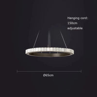 Lustre design Anneaux LED Postmoderne Marbre Or Noir Rond - Salle à Manger | Marco Lucetti 65 cm / Cadre doré / Lumière chaude