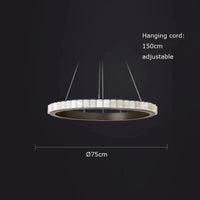 Lustre design Anneaux LED Postmoderne Marbre Or Noir Rond - Salle à Manger | Marco Lucetti 75 cm / Cadre doré / Lumière chaude