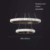 Lustre design Anneaux LED Postmoderne Marbre Or Noir Rond - Salle à Manger | Marco Lucetti 85 55cm / Cadre doré / Lumière chaude