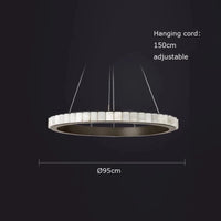 Lustre design Anneaux LED Postmoderne Marbre Or Noir Rond - Salle à Manger | Marco Lucetti 95 cm / Cadre doré / Lumière chaude