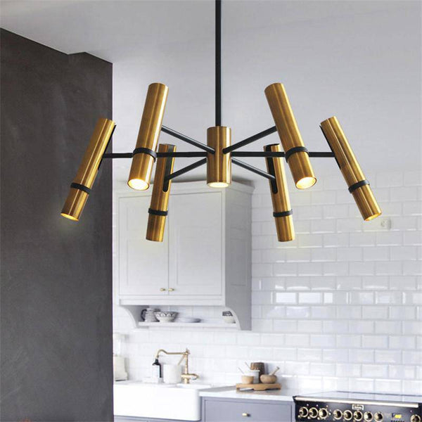 Lustre design avec spots tubes dorés | Marco Lucetti