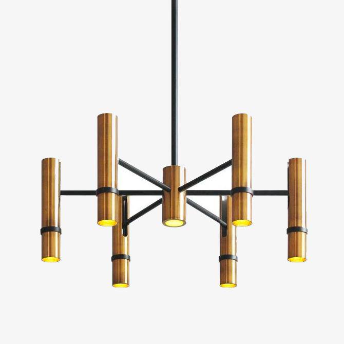 Lustre design avec spots tubes dorés | Marco Lucetti