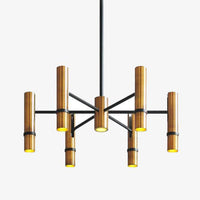 Lustre design avec spots tubes dorés | Marco Lucetti