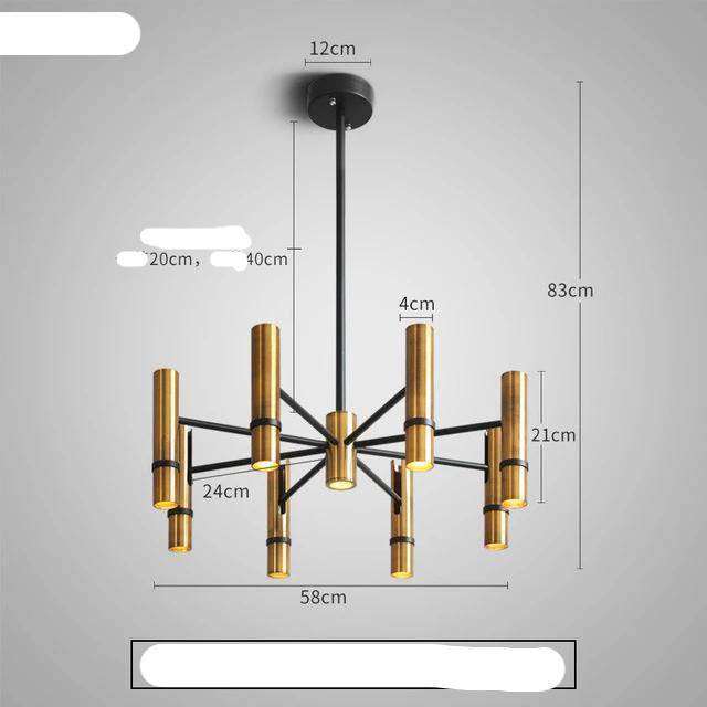 Lustre design avec spots tubes dorés | Marco Lucetti 8 lampes