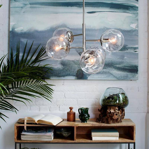 Lustre design Bubble avec bulles en verre et branches chromées | Marco Lucetti